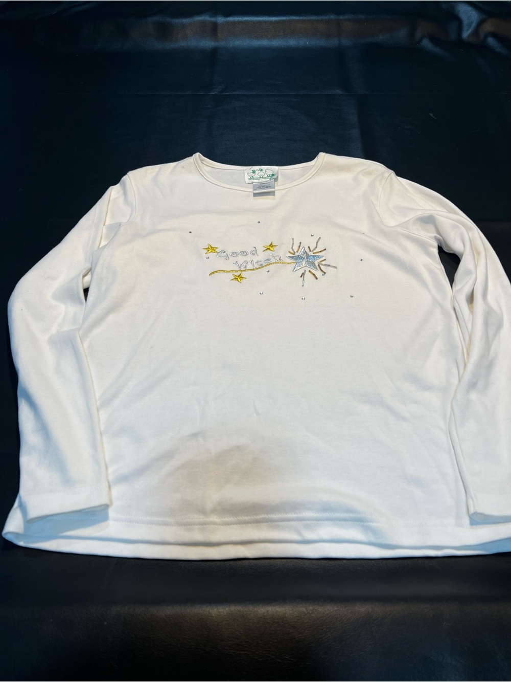 Quacker Factory Vintage Good Witch Halloween Embroidered Long Sleeve Size Small